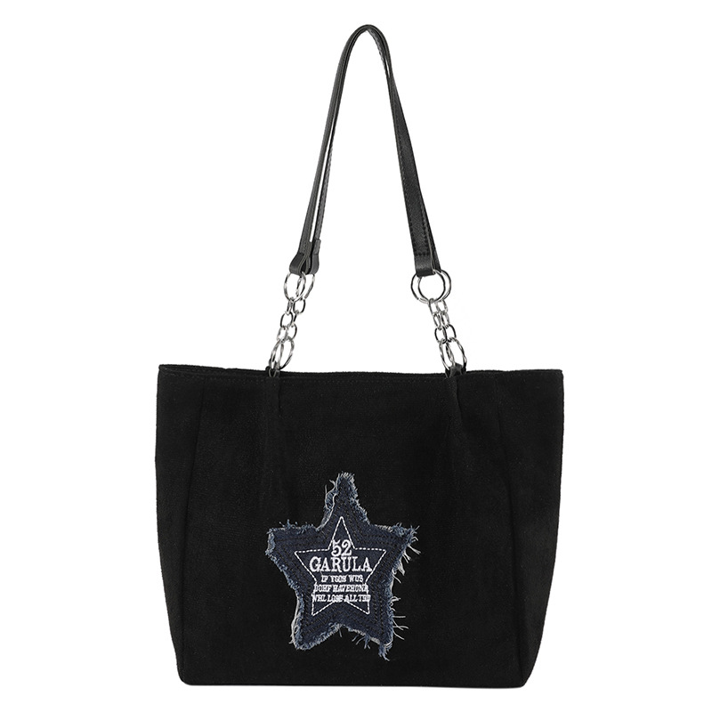 Gran capacidad de transporte 2024 nueva moda extranjera estilo simple personalidad de estrellas de bordes de lana bolso de hombro bolso de peluche de seda