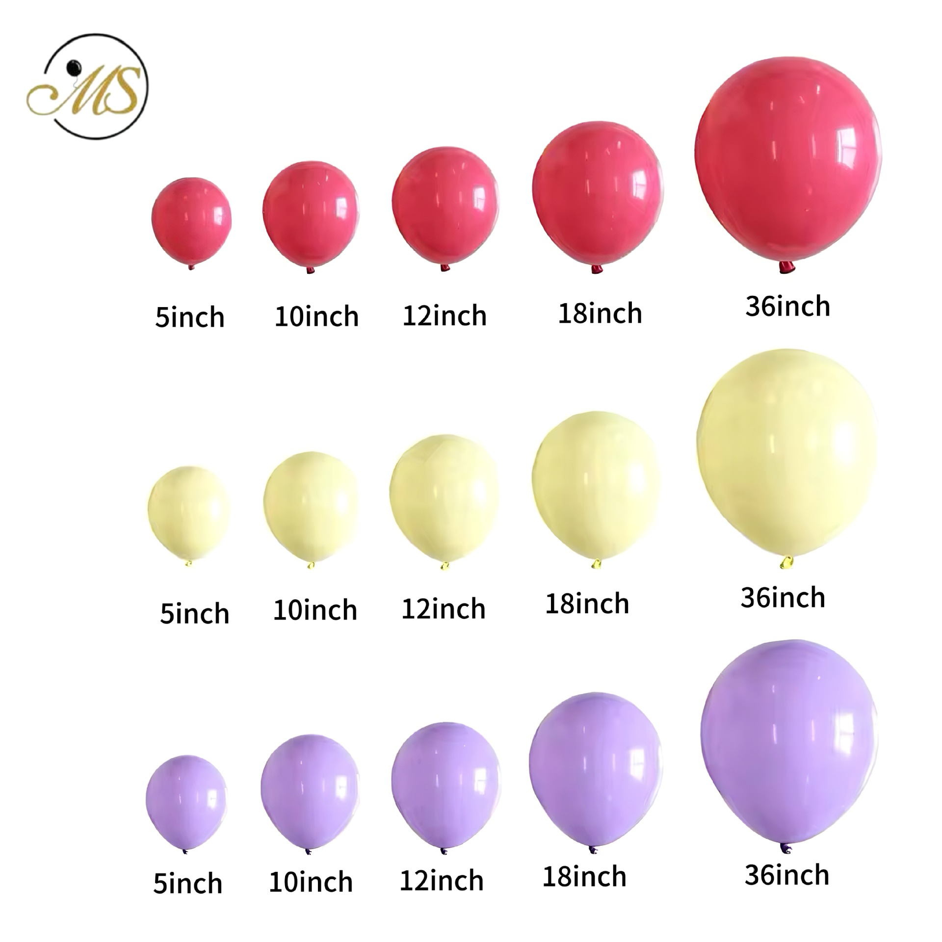 Globo de color Maca monocromo globo de látex engrosado 5 pulgadas 10 pulgadas 12 pulgadas 18 pulgadas 36 pulgadas globo de fiesta de cumpleaños