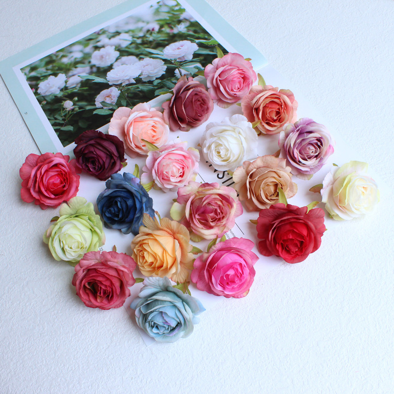 Artificial high-end rose flower head corsage flower head wedding decoration flower diy handmade material flower clothing matching flower