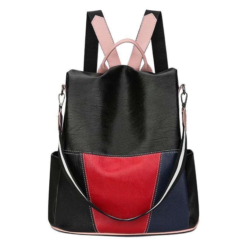 Mochila para mujer nueva bolsa de viaje de gran capacidad pu2025 costura casual mochila antirrobo bolso femenino