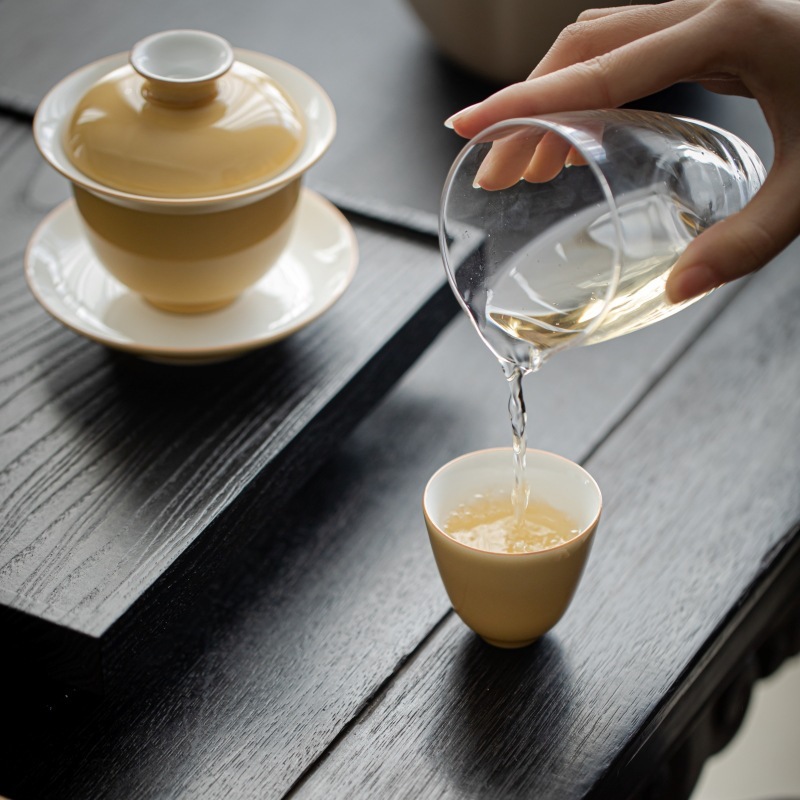 纯色釉陶瓷品茗杯描边小茶杯主人杯简约温润功夫茶具家用喝茶单杯|undefined