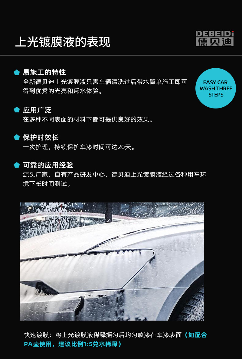 Debedi Concentrated High-Foam Car Wash Liquid for Powerful Cleaning, Quick Decontamination, Coating, Car Body Polishing, Brightening, and Maintenance