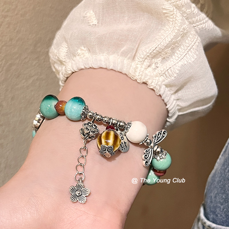 Bracciale con perline in ceramica jingdezhen stile cinese donna_voghion.com