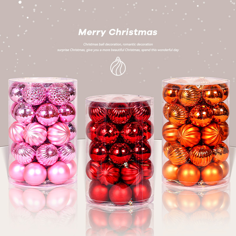 Ventas transfronterizas calientes de 6cm barril galvanizado pintado bola de Navidad bola de plástico set de Navidad árbol de Navidad decoración colgante image 1