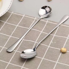 Long-handled stainless steel soup spoon coffee stirrer spoon for food, serving spoon, tea spoon home kitchenware Korean round spoon