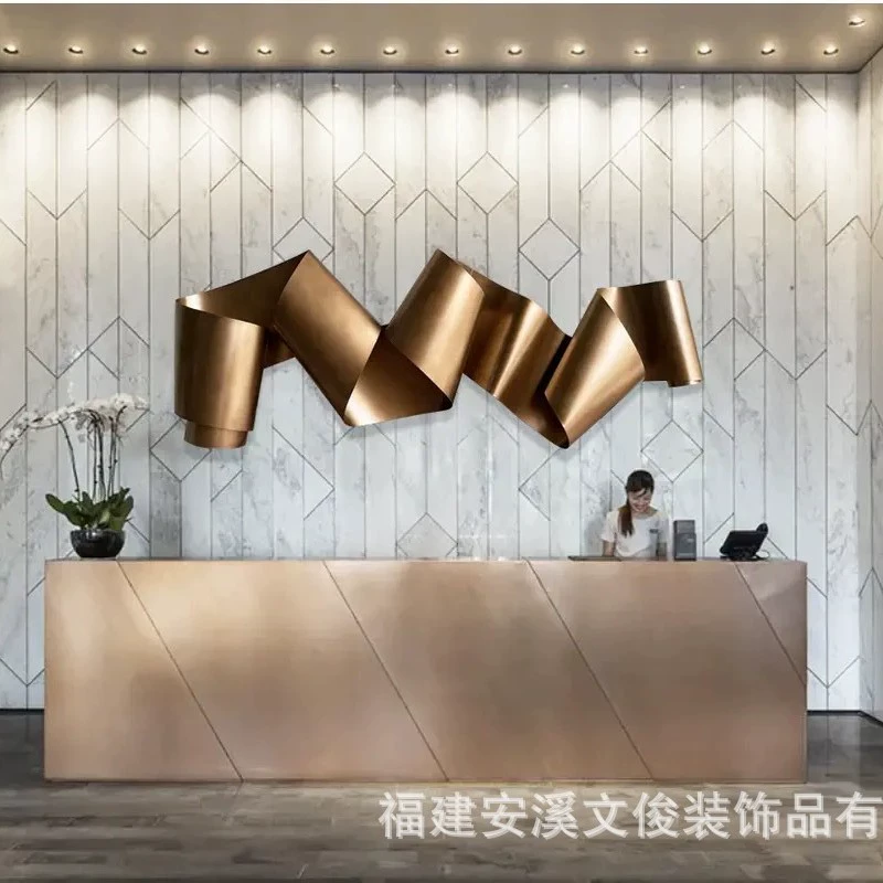 Modern minimalistic three dimensional creative metal pendant, light luxury style