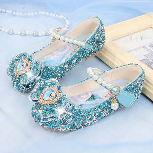 Princess Shoes Children's Girls 2025 Summer Fashion Aisha Flat Heel Soft Sole Medium Large Girls Crystal Shoes Baby