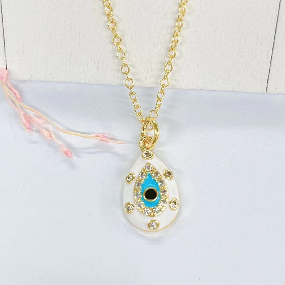 Fashion Water Droplets Copper Plating Zircon Pendant Necklace