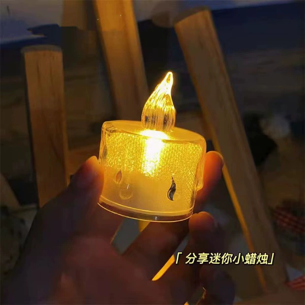 Transparent small candle, battery