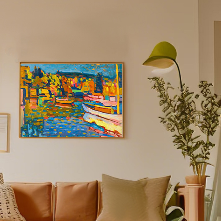 Mona Lisa Real bordado cruzado barco de otoño nuevo estilo de pintura al óleo estilo europeo simple decoración moderna bordado a mano