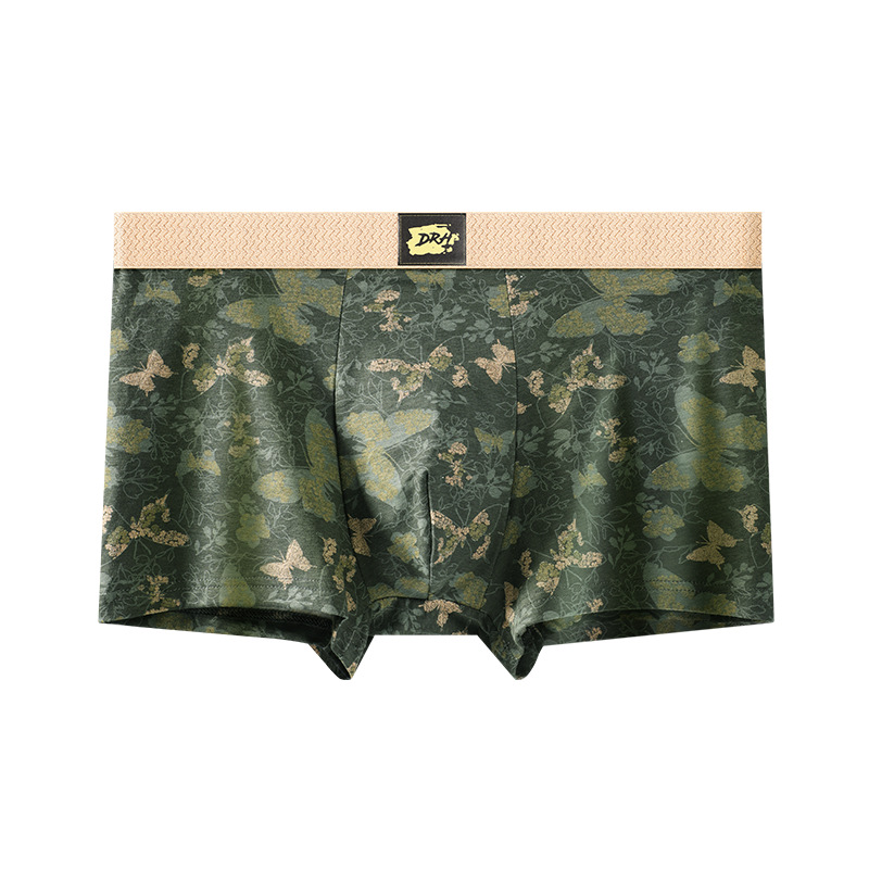 Nuevas pantalones íntimas de impresión de mariposa para hombres antibacterianas cómodas y transpirables estilo nacional americano retro cuadrangular pantalones de hombre