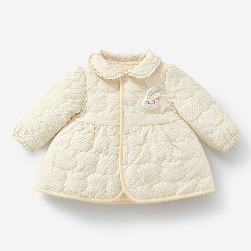Abrigo de niñas Primavera, otoño e invierno Bebé forrado de vellón cálido acolchado engrosado cardigan estilo occidental abrigo de invierno ropa de bebé niñas