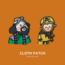 新款卡通人物刺绣布贴diy衣服羽绒服补丁贴自粘免缝无痕布标批发