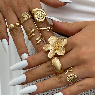 (Кросс-бордер) торговля, аксессуар, украшение, декоративный ноготь, универсальное кольцо, европейский стиль, простой и элегантный дизайн, высококлассный стиль, цветочный