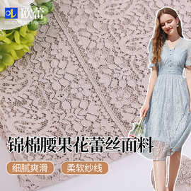 厂家直供  欧蕾春夏小清新新款蕾丝 锦棉腰果花蕾丝面料 服装面料