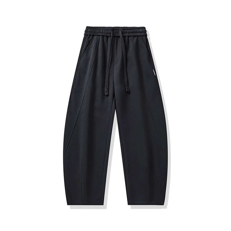 Pantalones pesados para hombres primavera 2025 otoño nuevo estilo relajado recto americano casual pantalones deportivos de algodón gris negro