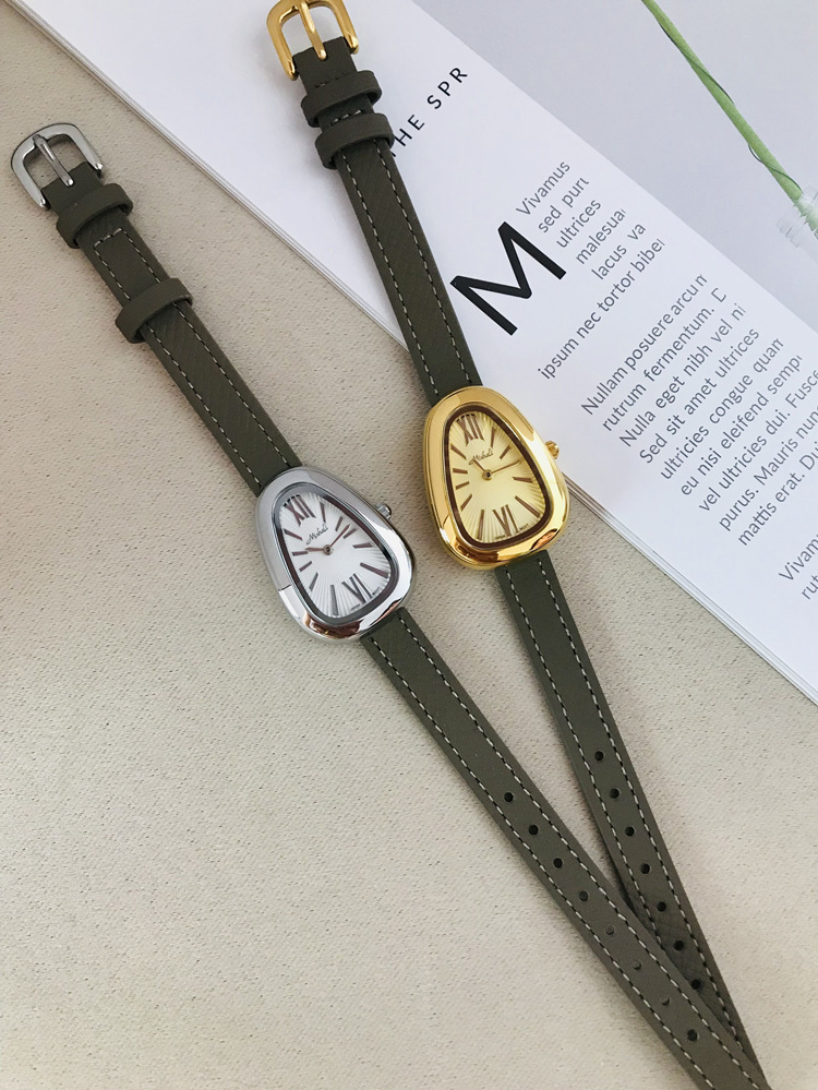 110g Weight Tempered Glass Mirror Material Genuine Leather Strap Material Watch Classification Pointer Display Type Buckle Buckle Style Oval Dial Shape Casual, Holiday Occasion Quartz Movement Solid Color Pattern All Seasons Season Women's Gender Vintage Style, Classic Style Style Vintage Style Classic Style Solid Color Buckle Quartz Watch Women's Watches 33