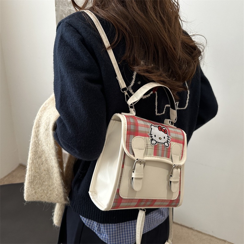 Mochila de niños de estilo casual de nicho de placas 2024 nueva mochila pequeña color contraste simple mochila portátil