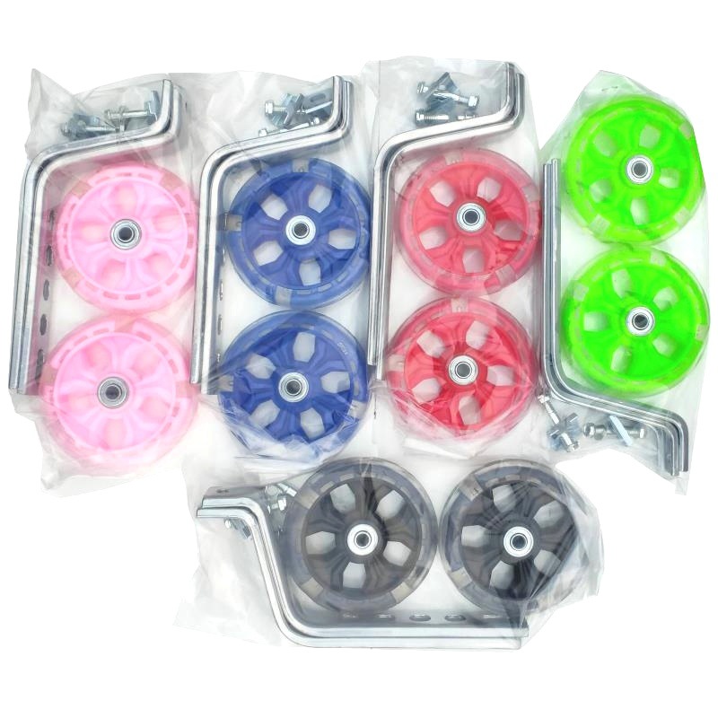 Ruedas auxiliares para bicicleta infantil – ajustables 12–20 pulgadas, silenciosas con luz