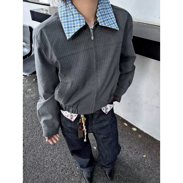 Fake two-piece Harrington jacket for men, cleanfit, high-end barn style, short, simple outerwear