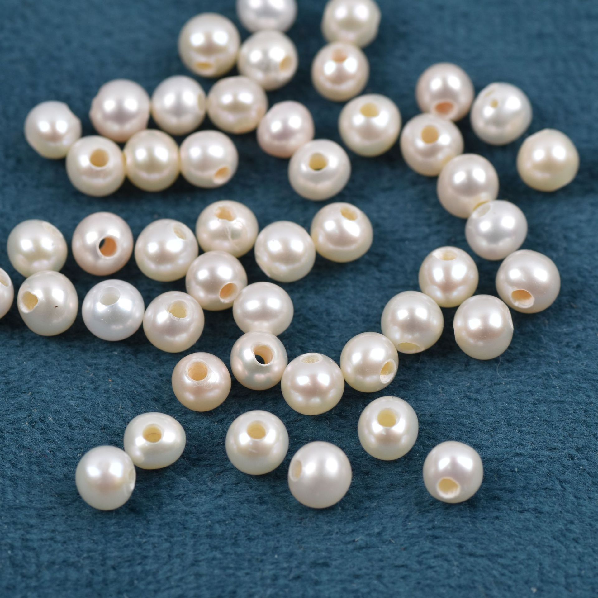 Natural fresh water single pearl 4/6mm large hole near-round beads handmade DIY bracelet necklace pendant beads accessories