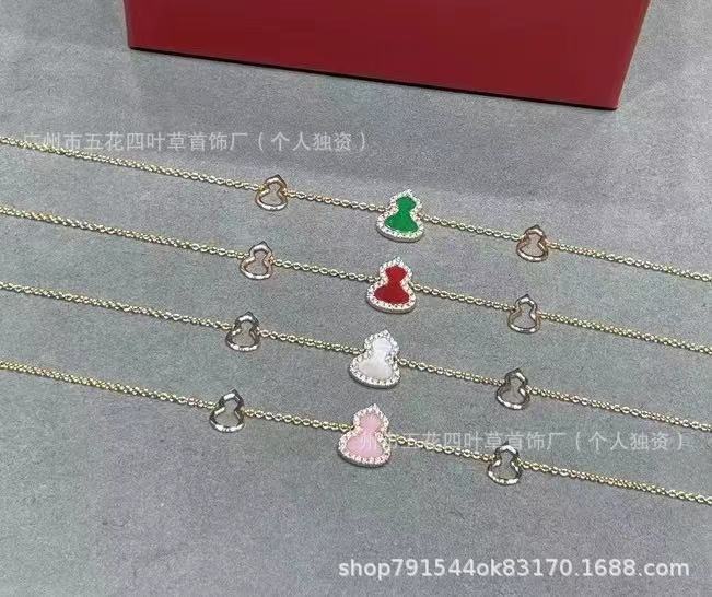 麒麟葫芦项链CNC高版本18K玫瑰金厚金电镀红玛瑙白贝母吊坠锁骨链|undefined
