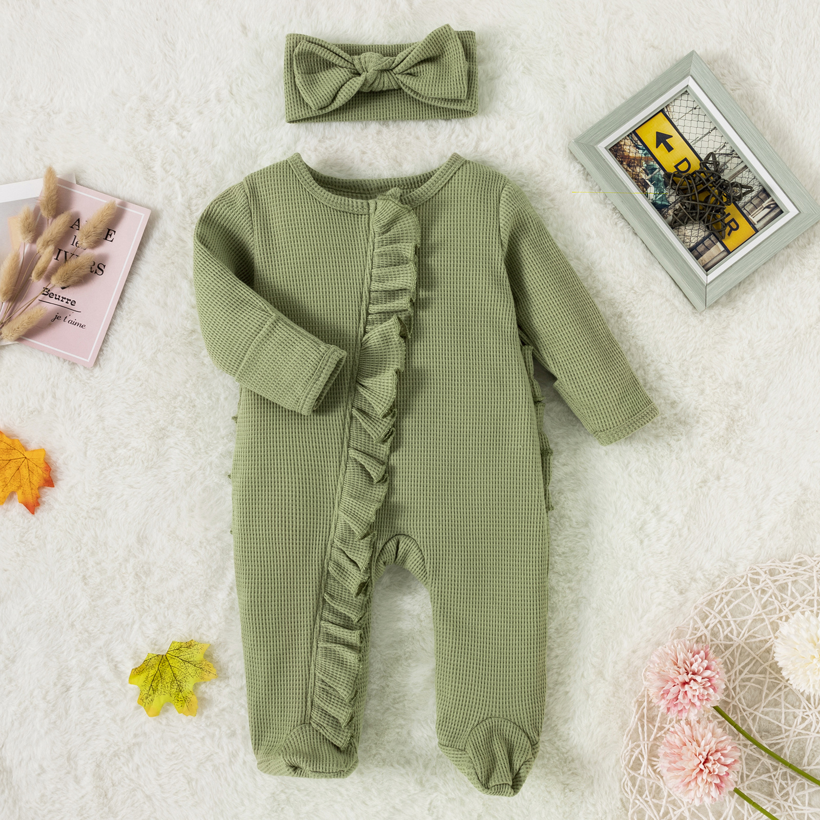 Casual Solid Color Cotton Baby Rompers display picture 4