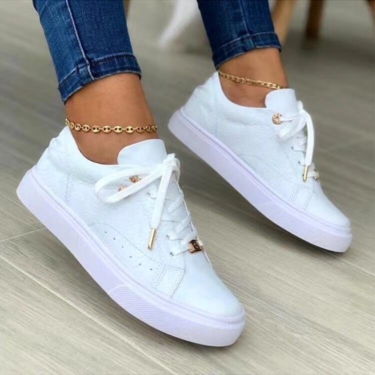 Foreign trade large 43 casual printed women's casual shoes front lace up comfortable breathable upper Pu flat bottom European and American style