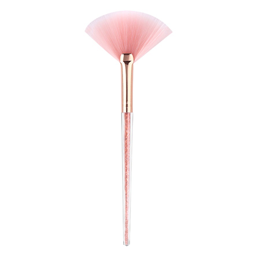 ZOREYA herramientas de maquillaje de belleza Diamante interior blanco cepillo de alto brillo mango transparente pincel de maquillaje en forma de abanico