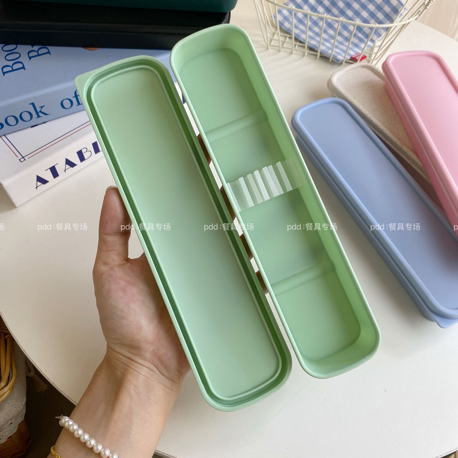 Estuche de Cubiertos Portátil de Plástico para Viajes y Estudiantes