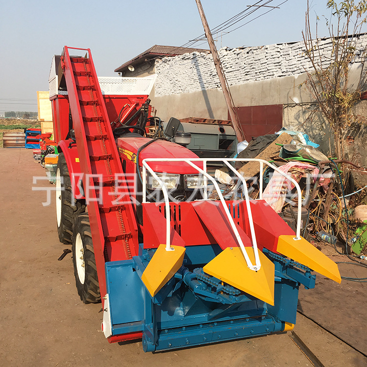 山西吕梁玉米茎穗兼收收割机504拖拉机带3行玉米收获机输送带料仓