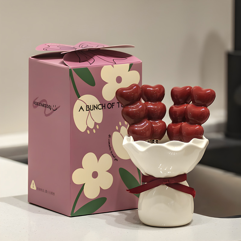 かわいいデザートフルーツフォーク家庭用食器高価値クリエイティブセラミック保存瓶 + ステンレス鋼の小さなフォークセット|undefined