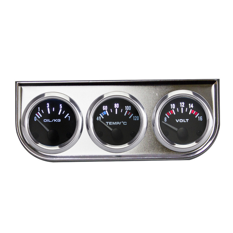 Car modification instrument water temperature oil pressure voltage triple meter 2-inch 52MM chrome black three-in-one triple meter