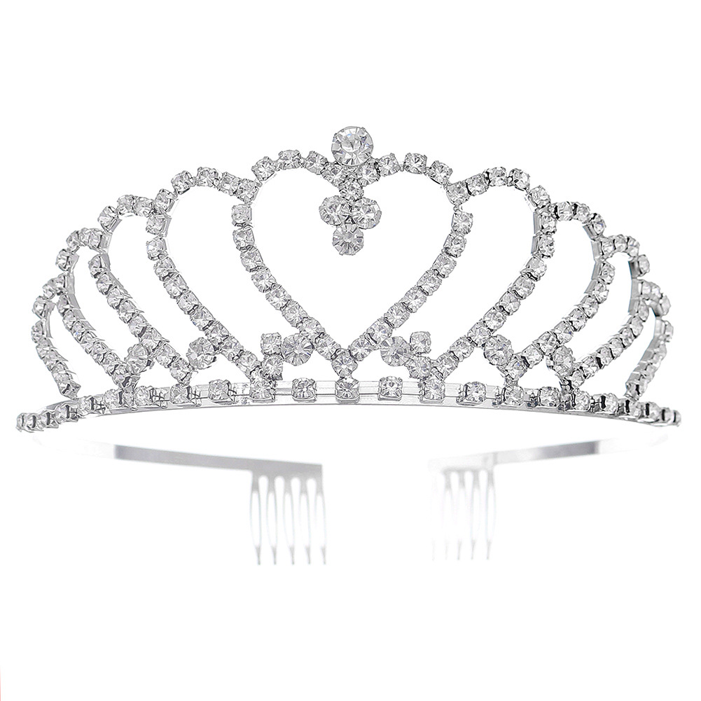 European And American Children's Crown Hair As Birthday Headdress With Comb Crown Korean Wedding Love Rhinestone Bridal Crown
