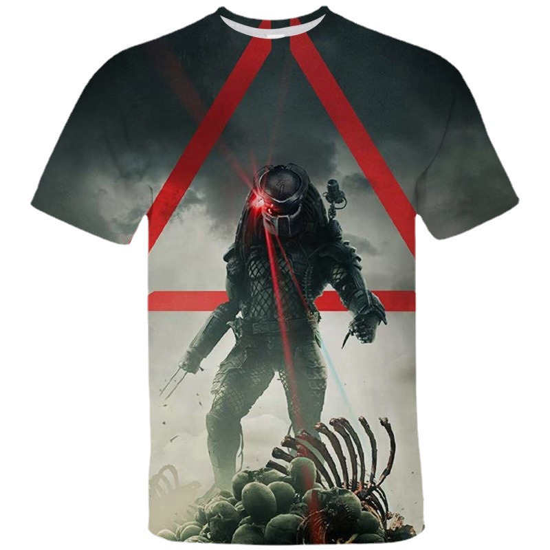 Predator 铁血战士3D数码印花童装T恤短袖衣服可来图现做全彩
