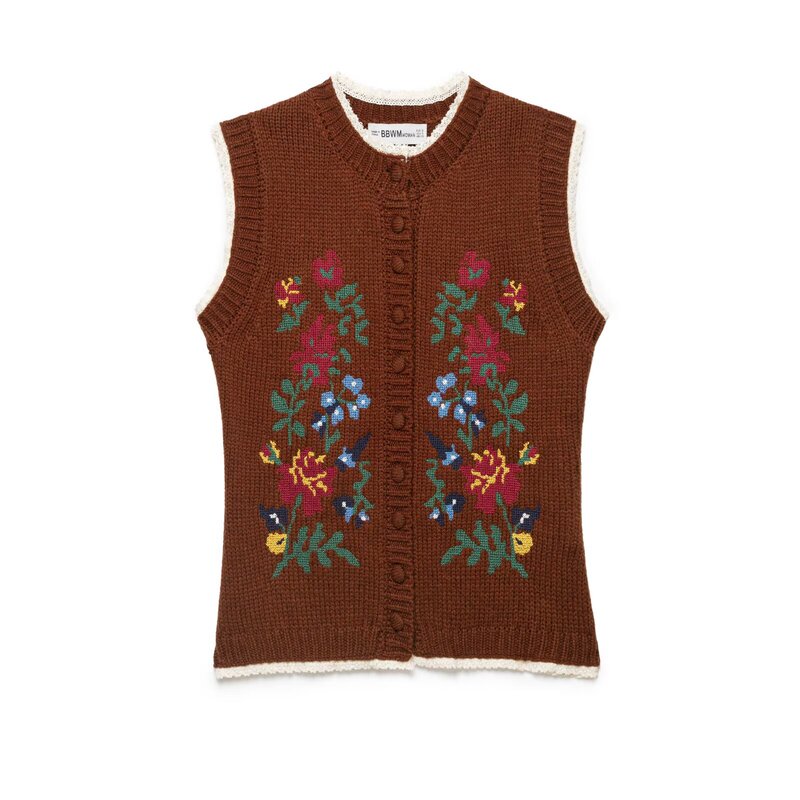 Cross-border European and American women's clothing, direct from the manufacturer, ZA brand, retro-style sleeveless knit top, model 2142334