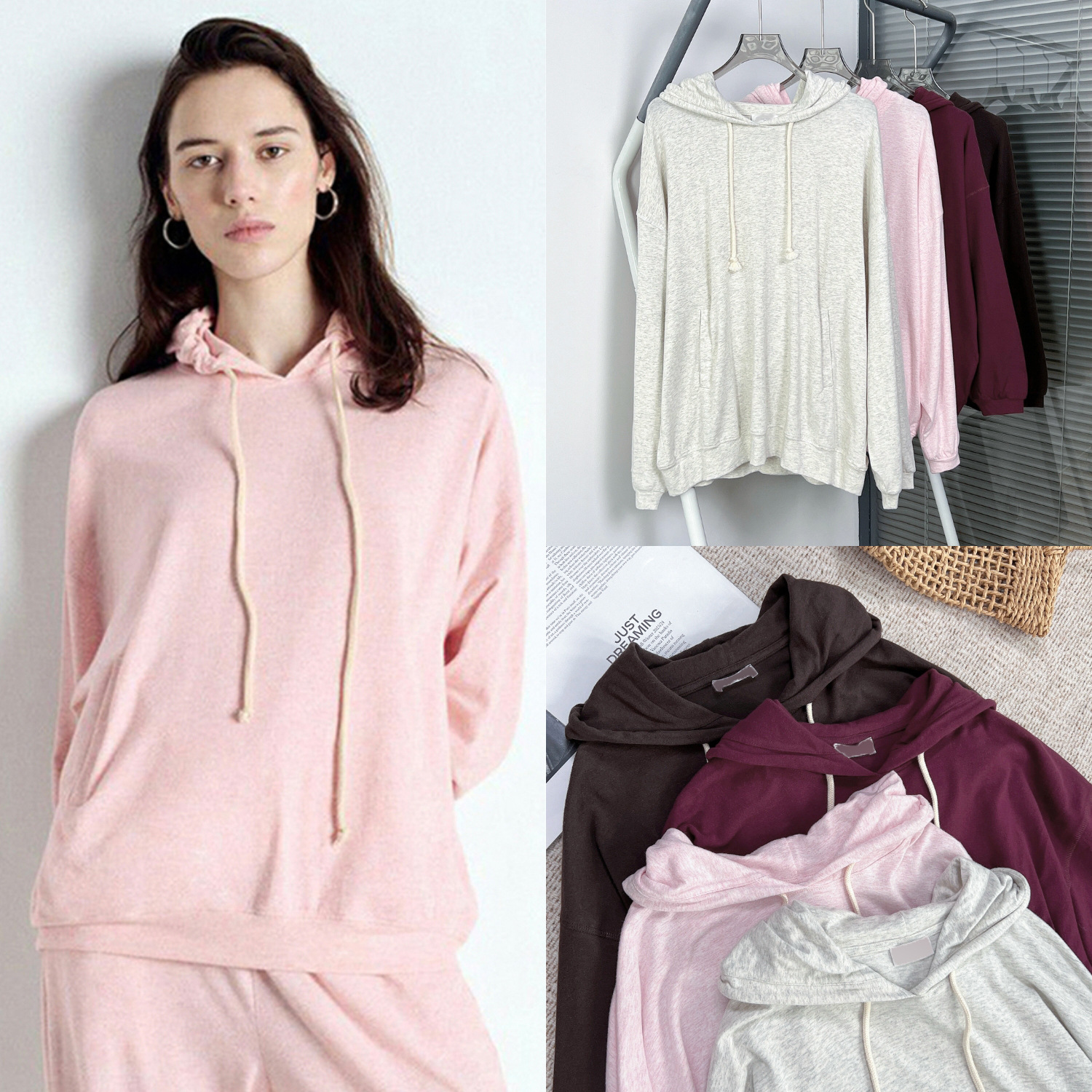 House25 Autumn and Winter Zhou Yutong Same Style Four-Color Brushed Modal Cotton Hooded Pullover Sweatshirt for Women
