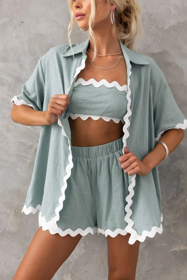 364g Weight Short Sleeve Sleeve Length Spandex, Polyester Fabric Type Shorts Co-ord Set Sets Type 2 Pieces Set Quantity Daily Occasion Turndown Neckline Regular Fit Fit Type Solid Color Pattern Summer, Spring Season Women's Gender Button Design Casual, Simple Style Style Daily Women's Casual Simple Style Solid Color Spandex Polyester Button Shorts Co-ord Set Shorts Sets 5
