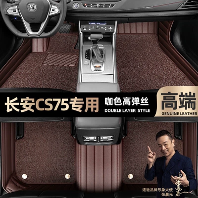 Ayaqaltılar (Kovriklər) Changan CS75 foot pads fully - brown-leather-brown-stretch-double-layer