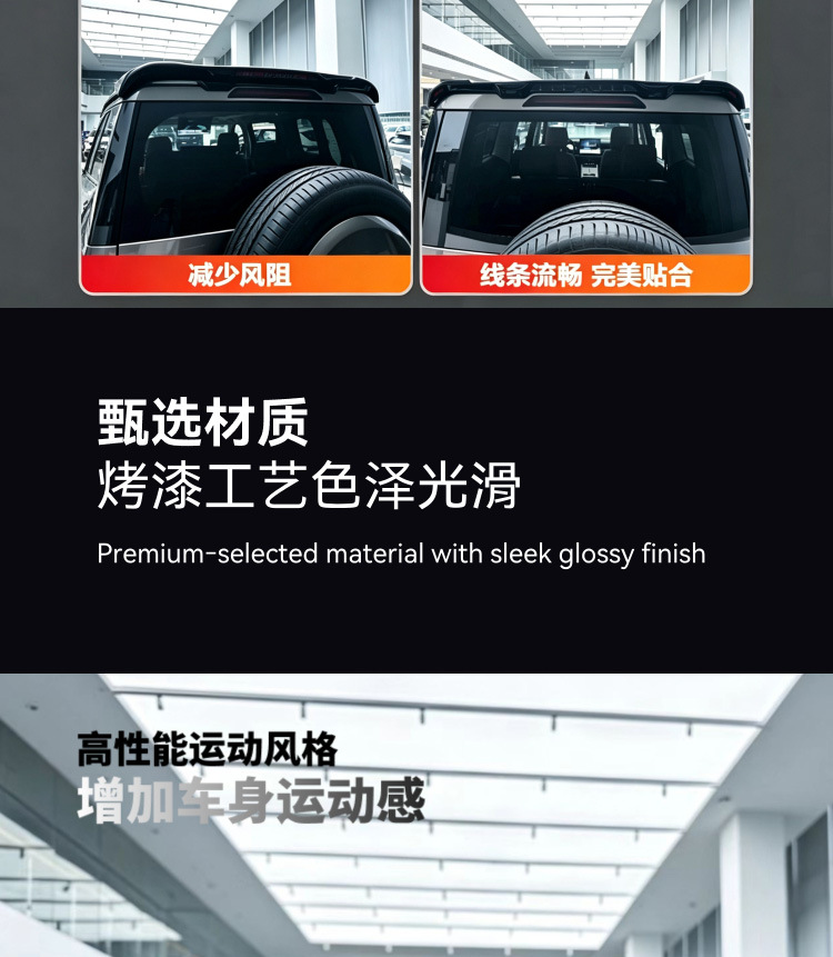 Suitable for the seven-seater Great Wall H10 Defender model, sports rear spoiler modification, tailgate top wing, fixed wind wing, no-drill installation accessories