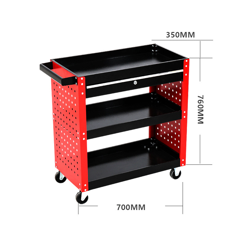 Carro de herramientas de tres capas carro de reparación de automóviles cajón lateral carro móvil multifuncional de piezas de almacenamiento doméstico carro de herramientas