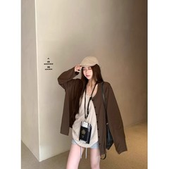 慵懒风辣妹薄款宽松长袖防晒开衫吊带背心女2025秋季新款时尚套装