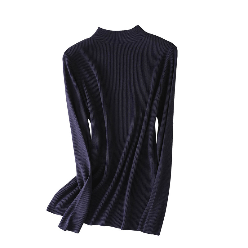 Foreign Trade Surplus Half-High Collar Knitted Silk Base Shirt Mulberry Silk Comfortable Breathable Stretch Ribbed Slim Top