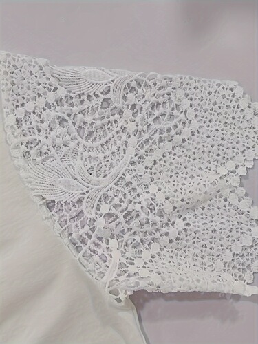Plus Size Women's Solid Color Contrasting Lace Casual Neckline
