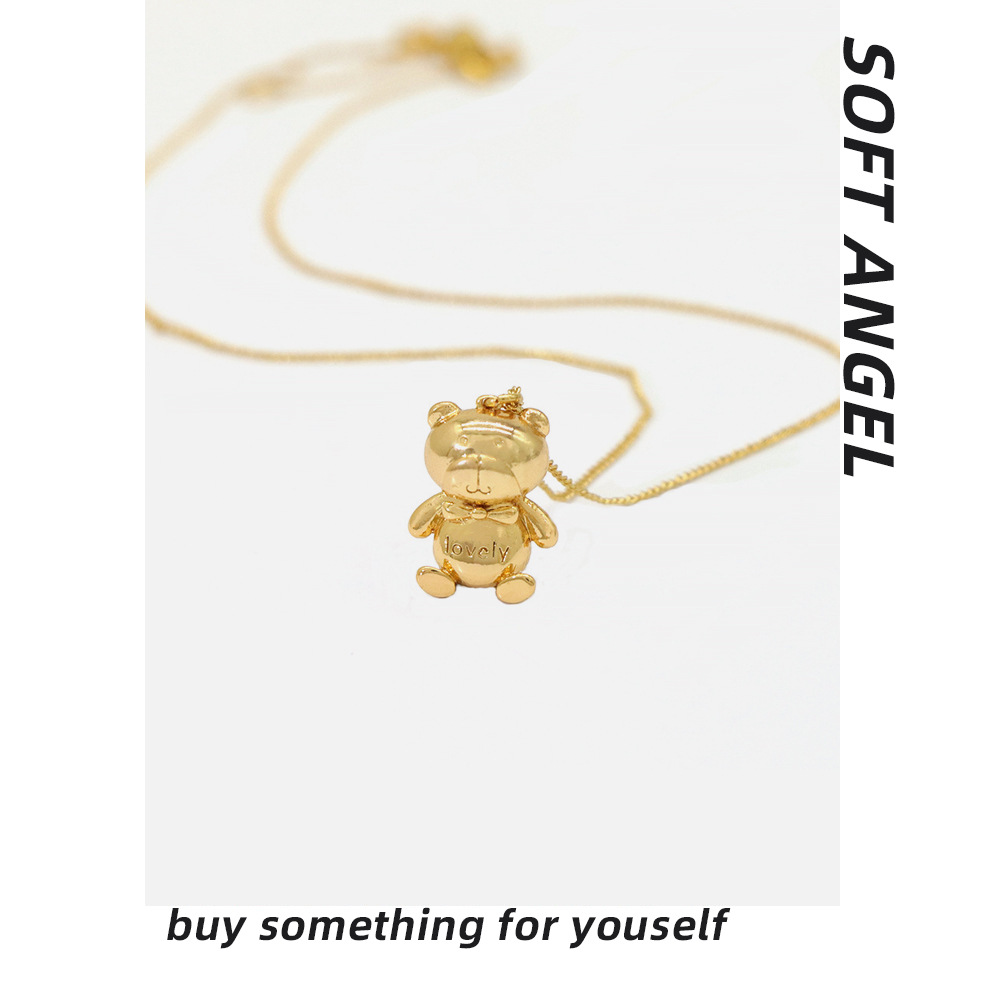 Limited Edition Necklace Cute Sweet Bear Necklace Female Metallic Exquisite Light Luxury Bear Necklace Female Versatile