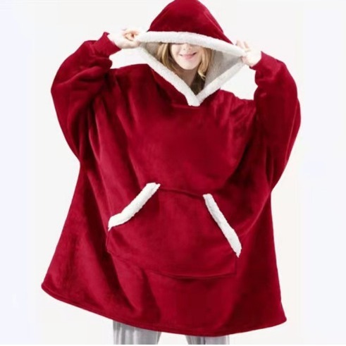 怠け者の頭のパジャマの保温服の羊の小毛のテレビのじゅうたんの抱擁式の帽子のシャツの防寒保温のパジャマの家の服|undefined