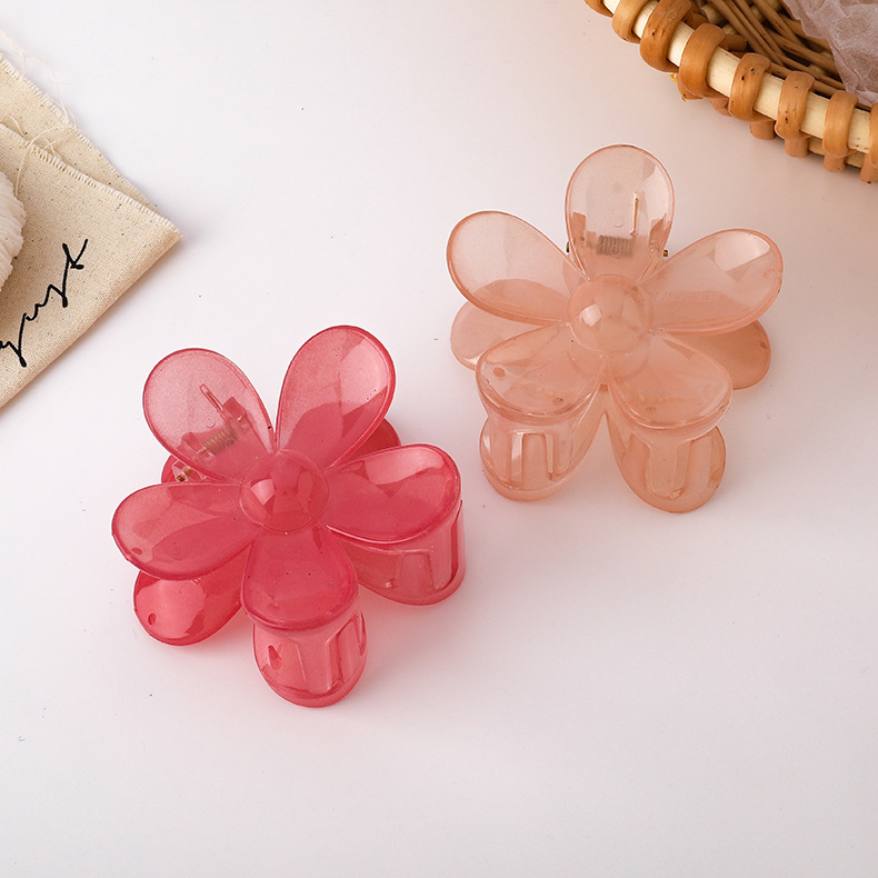 60g Weight Hair Claws Hair Accessories Type 1 Piece Quantity Holiday Occasion Arylic Material Plumeria Pattern Women'S Gender Transparent Design Sweet Style Coffee, Grey&Pink, Grey, Purple, Red, Yellow Color Sweet Women'S Plumeria Arylic Transparent Hair Claws 3