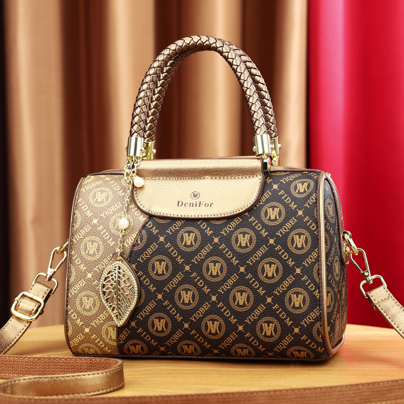 Hot Selling Cross-Border Women's Bag New Retro Print Crossbody Bag Large Capacity Boston Pillow Bag Handbag - Thumbnail 2