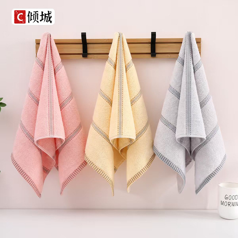 21S Single-Ply Plain Satin Large Towel, Soft, Absorbent, Non-Shedding, Household Face Towel, Supermarket Wholesale, Labor Protection Wholesale