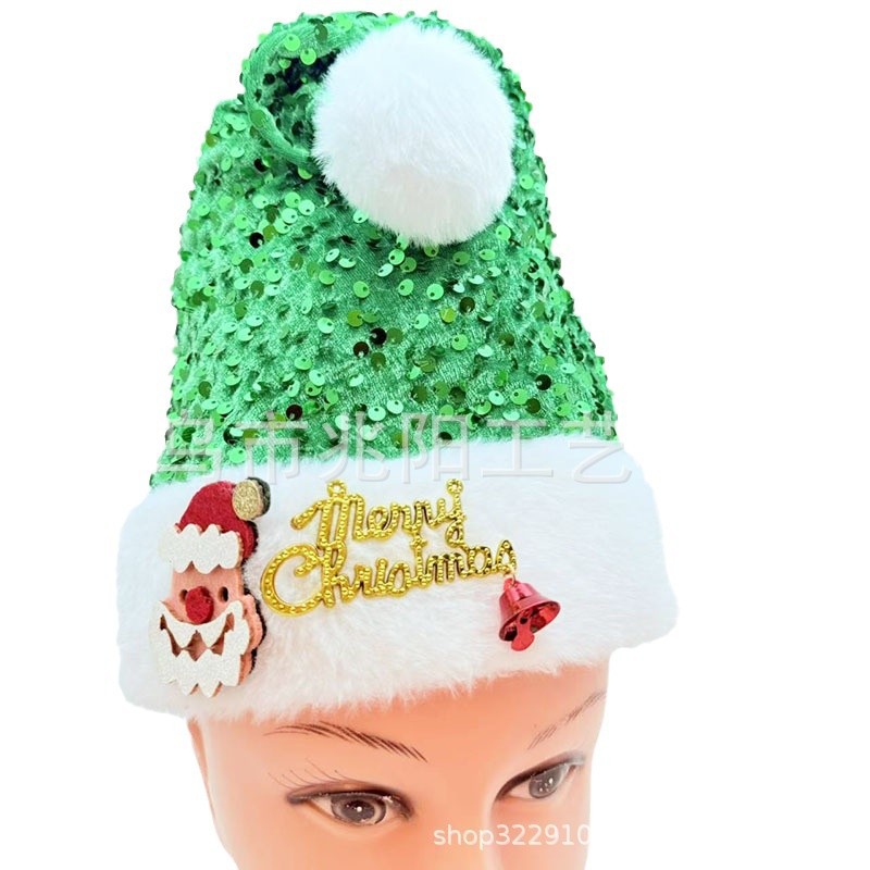Nuevos productos transfronterizos sombreros de Navidad engrosados sombreros de Navidad decoraciones de Navidad adultos sombreros de Navidad rosa